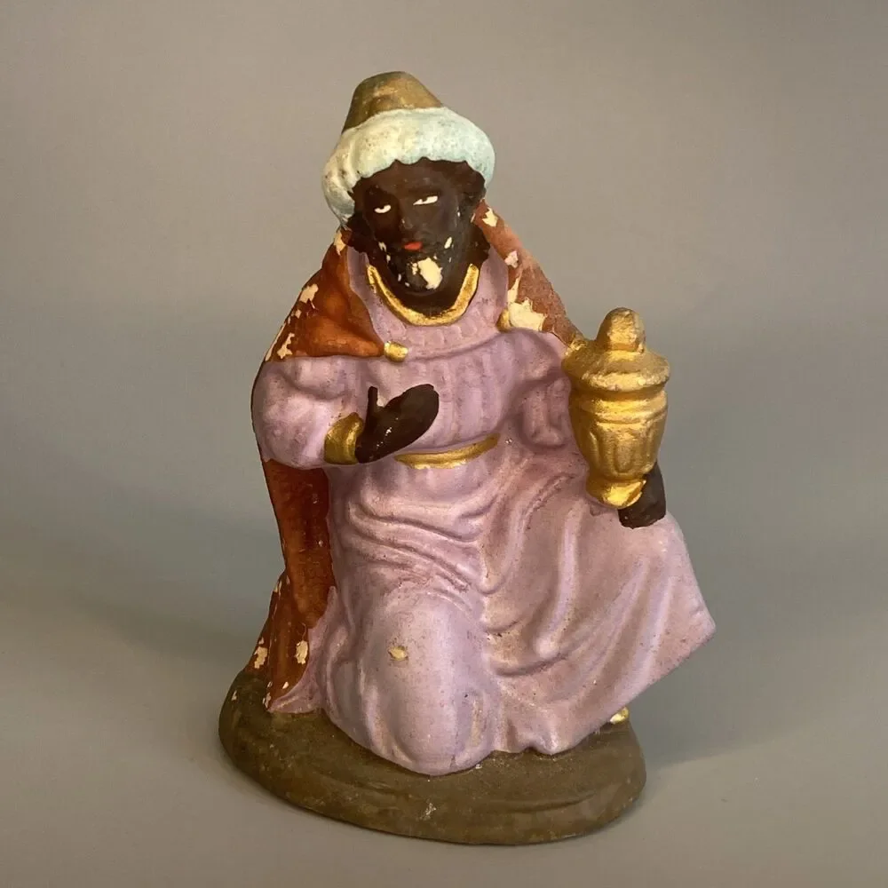 Vintage Germany African American Wise Man Kneel Nativity Figure 5